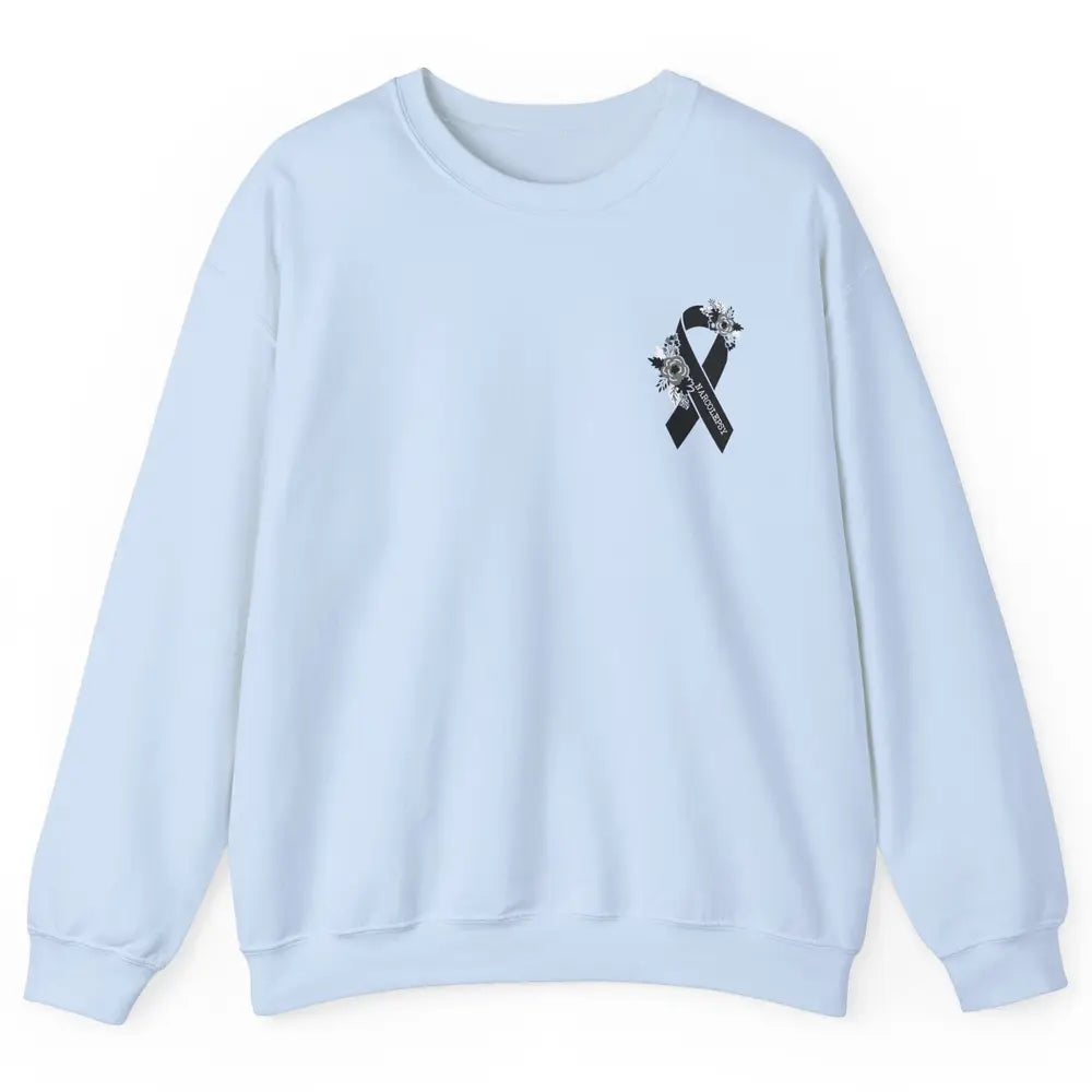 Narcolepsy Awareness Floral Black Ribbon Narcolepsy Support Unisex Crewneck Sweatshirt