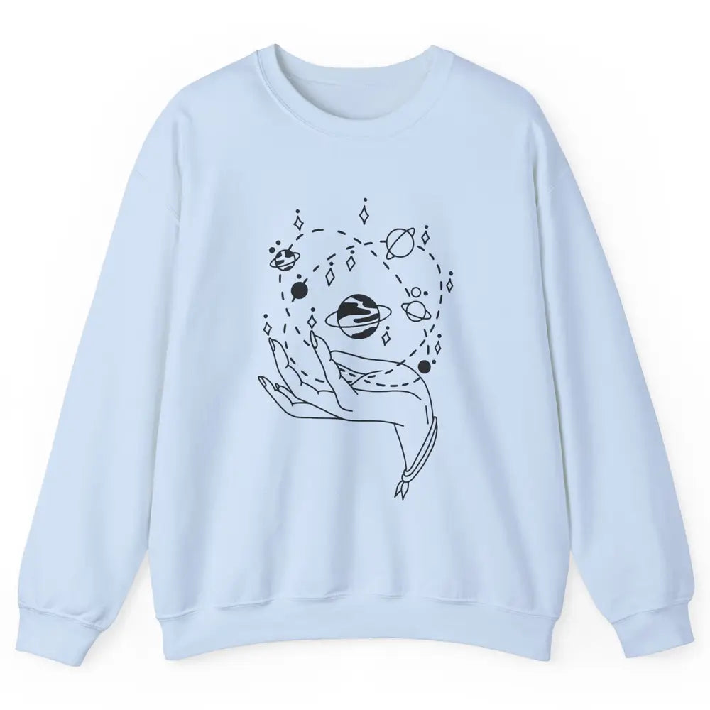 Planets Witch Hand Solar System Astrology Space Astronauts Unisex Crewneck Sweatshirt