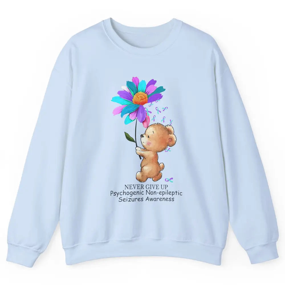 PNES Awareness Purple Teal Ribbon Sunflower Baby Elephant Unisex Crewneck Sweatshirt