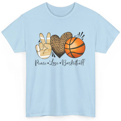 Peace Love Basketball Leopard Heart Basketball Lovers Gift Classic Unisex T-Shirt