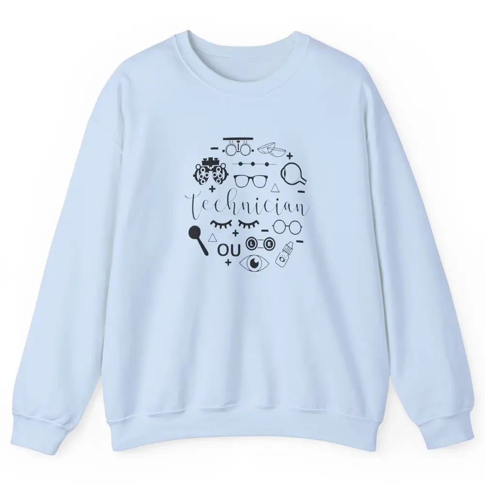 Optometry Symbols Eyeglasses Optician Optometrist Technician Unisex Crewneck Sweatshirt