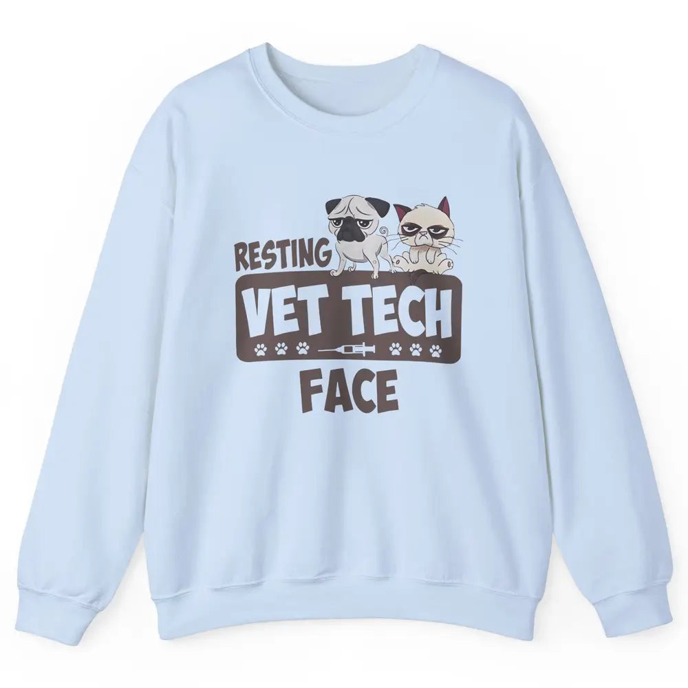 Resting Vet Tech Animal Face Nurse Veterinarian Dog Cat Paw Unisex Crewneck Sweatshirt