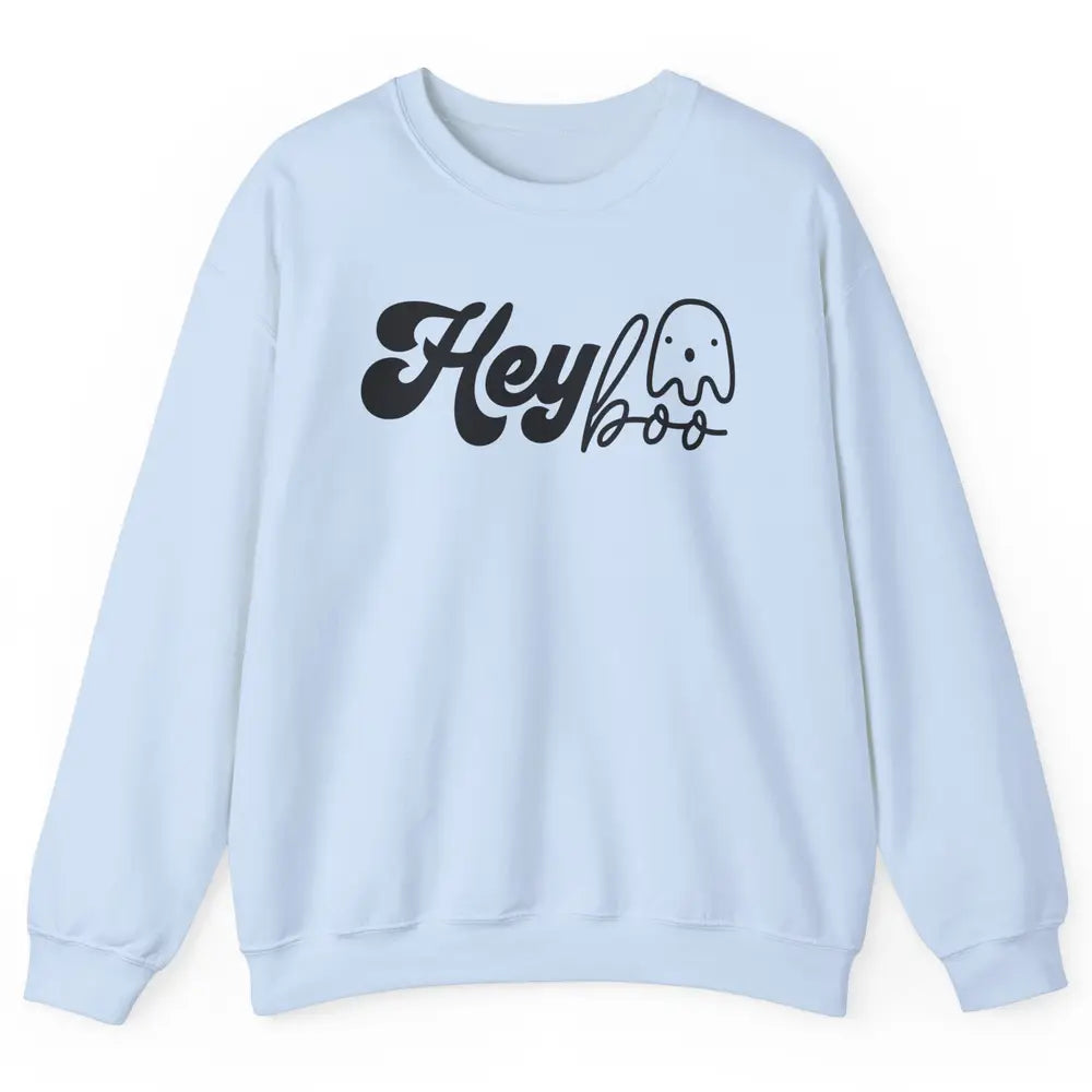 Funny Ghost Hey Boo Pumpkin Halloween Autumn Thanksgiving Unisex Crewneck Sweatshirt