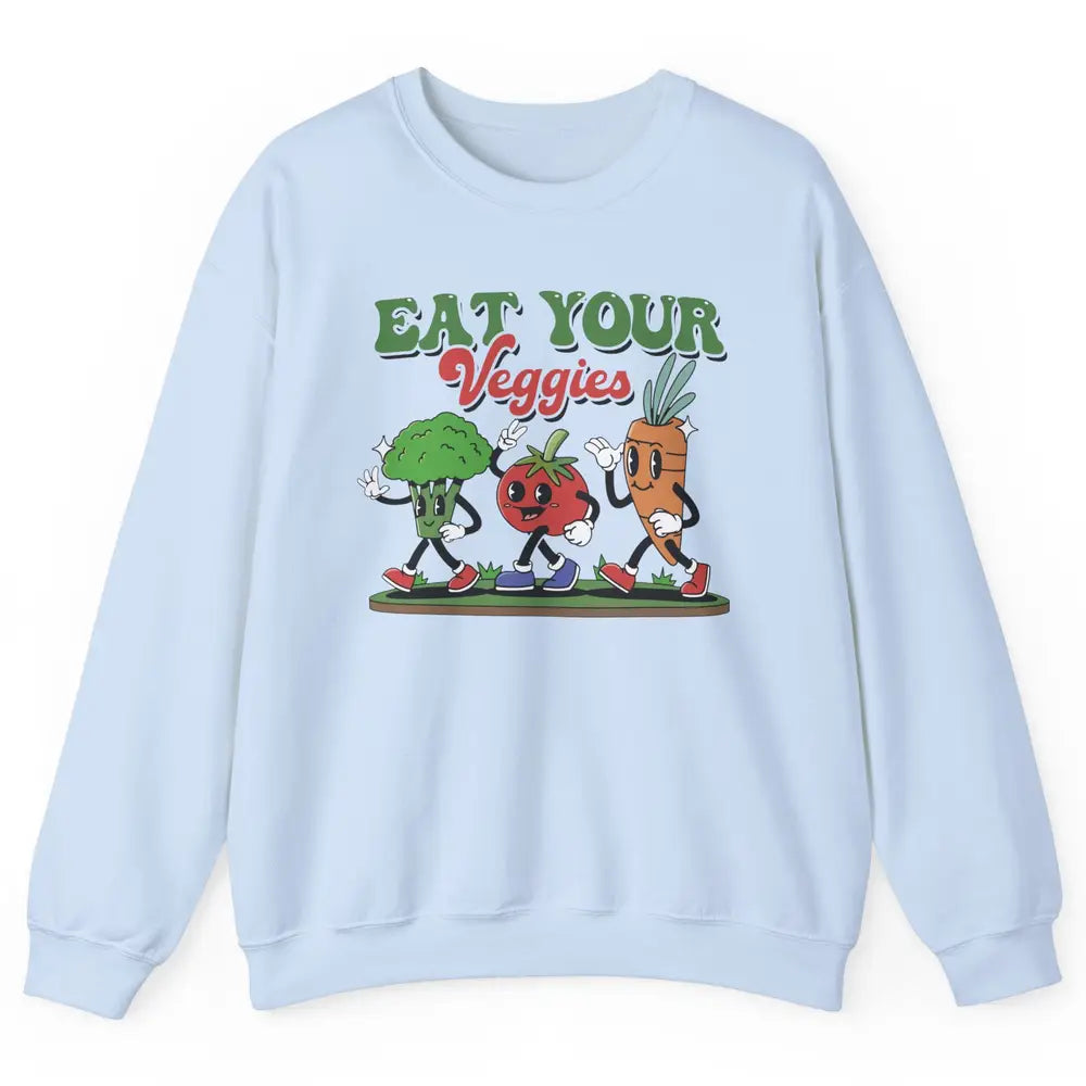 Retro Farm Fruit Eat Your Veggies Gardening Vegan Farmer Unisex Crewneck Sweatshirt