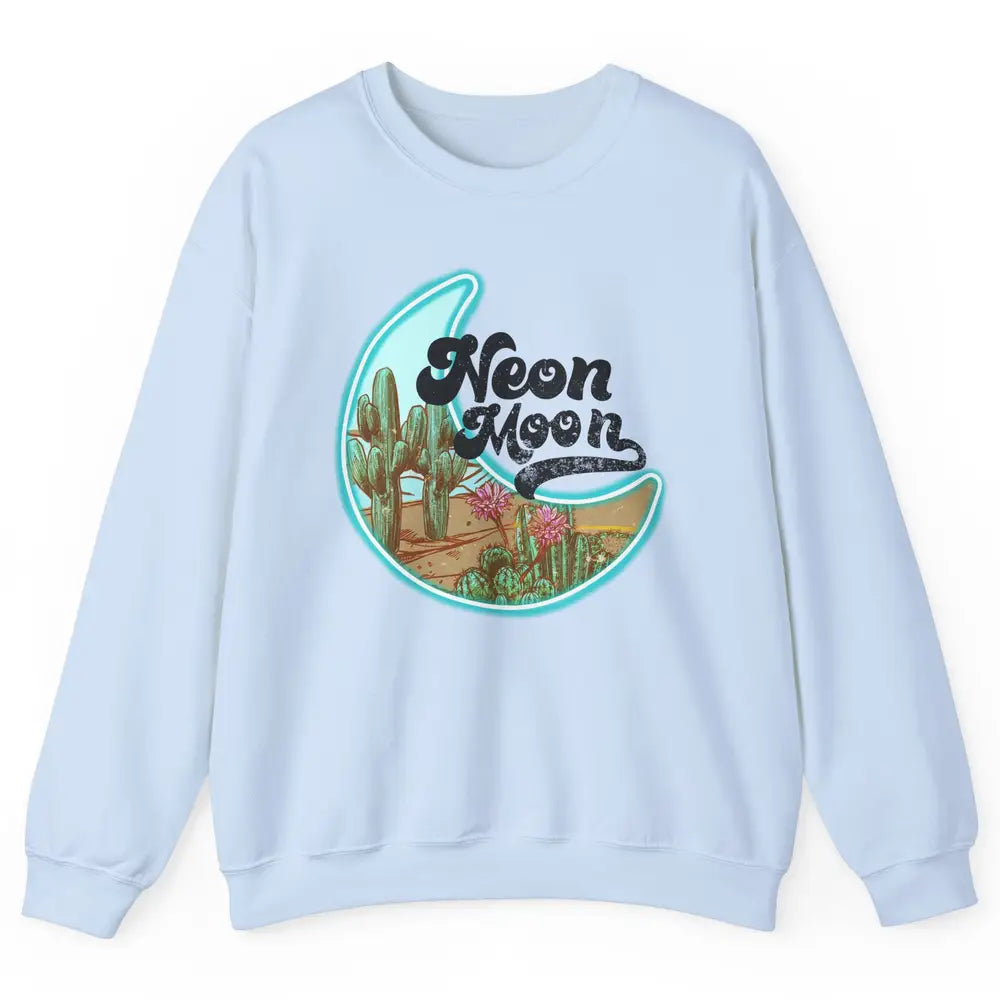 Neon Moon Cactus Flower Desert Western Cowboy Rodeo Vintage Unisex Crewneck Sweatshirt