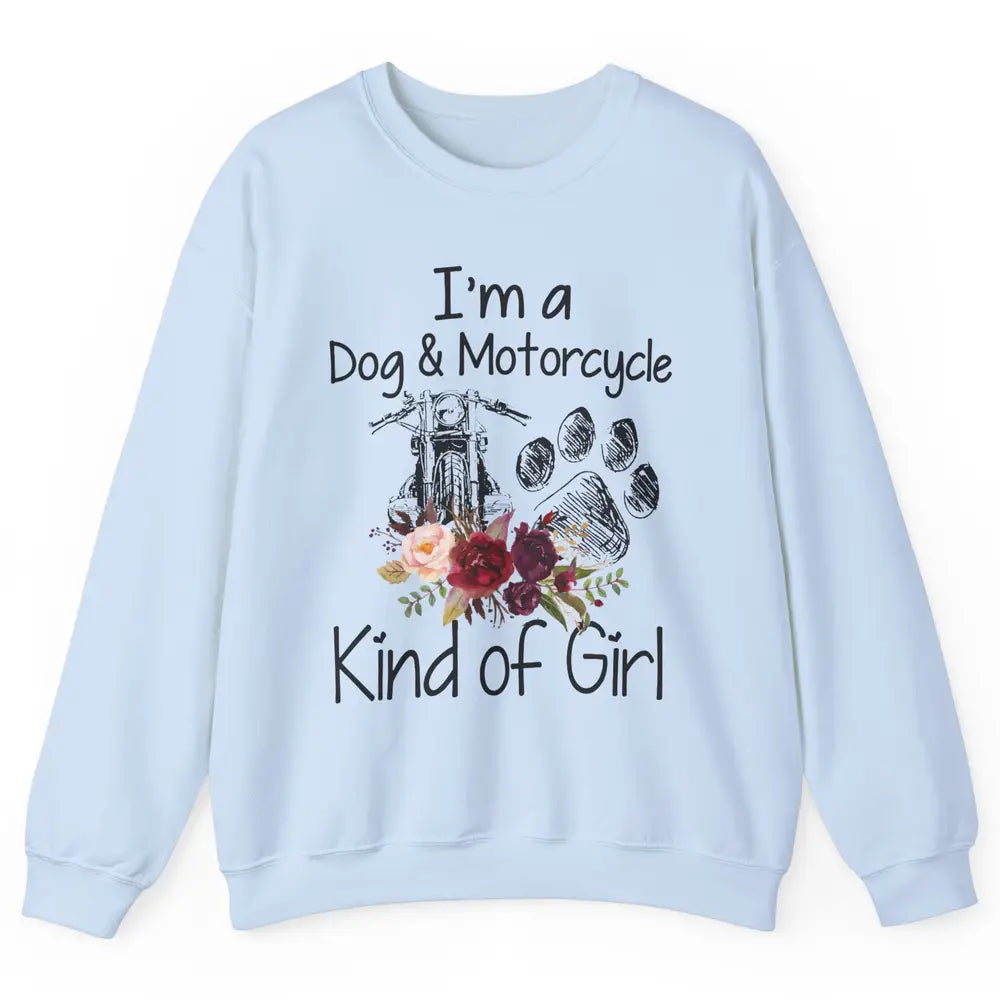 Retro Floral Motorbike I'm Dog Motorcycle Kinda Girl Dog Mom Unisex Crewneck Sweatshirt