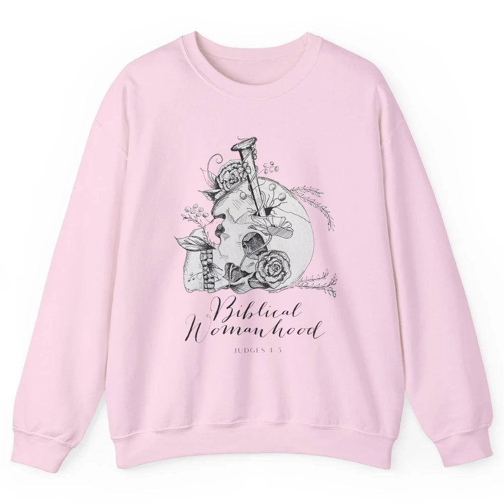 Biblical Womanhood Skull Floral Bible God Women Feminism Unisex Crewneck Sweatshirt