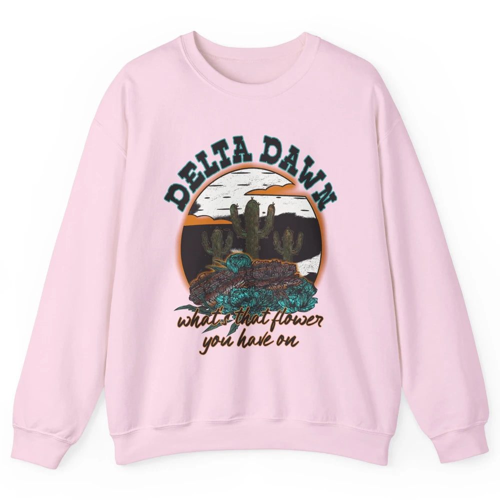 Retro Desert Night Delta Dawn What's That Flower Western Unisex Crewneck Sweatshirt