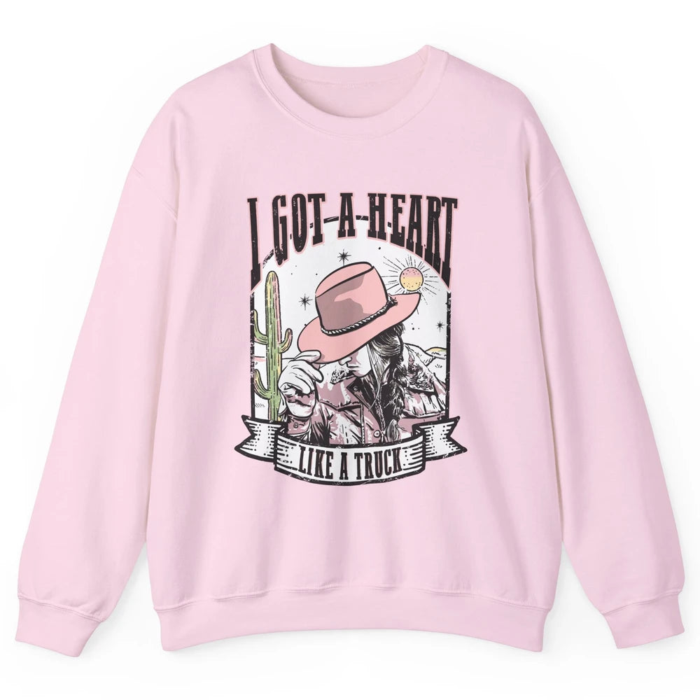 Retro Desert Cowgirl I Got A Heart Like A Truck Western Unisex Crewneck Sweatshirt