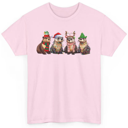 Otters Christmas Lights Sea Animal Christmas Otter Lovers Classic Unisex T-Shirt
