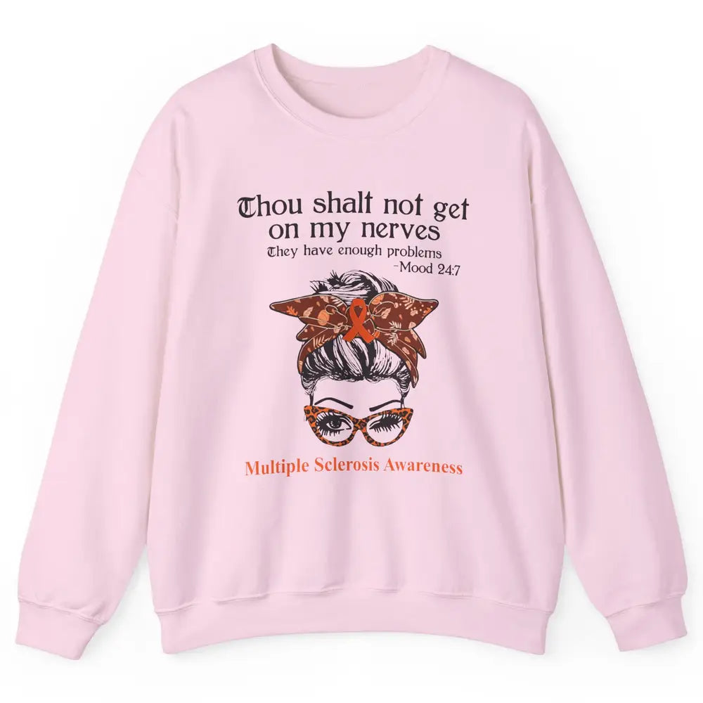 Multiple Sclerosis Awareness Messy Bun Ms Cancer Warrior Unisex Crewneck Sweatshirt