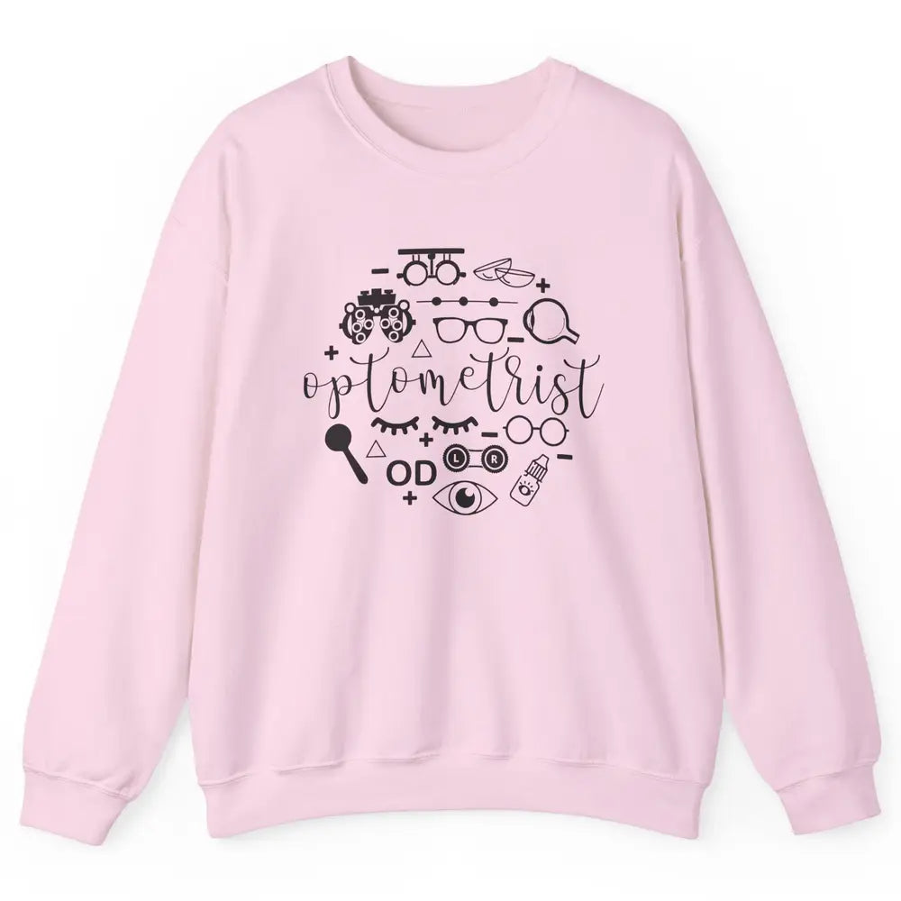 Optometry Symbols Optometrist Eyeglasses Spectacles Optician Unisex Crewneck Sweatshirt