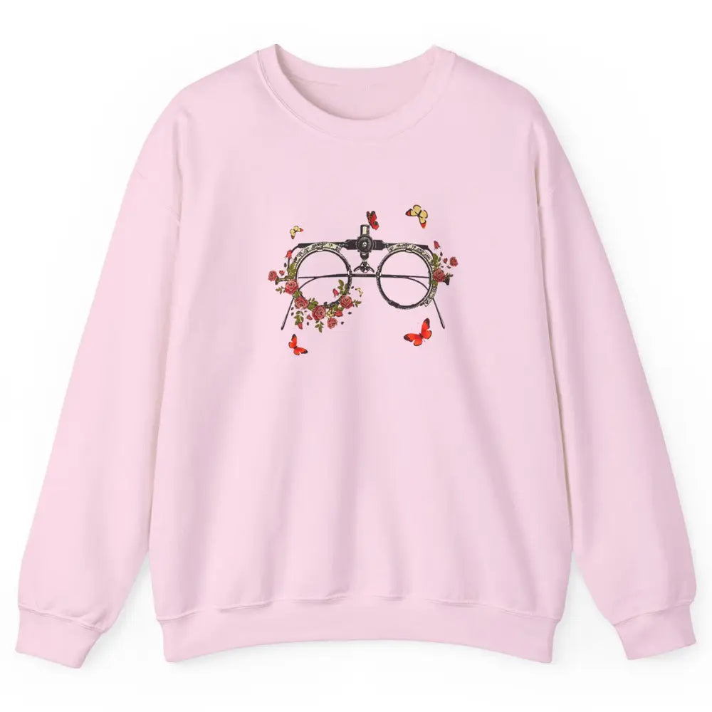 Optometrist Wildflower Phoropter Eyeglasses Doctor Optician Unisex Crewneck Sweatshirt