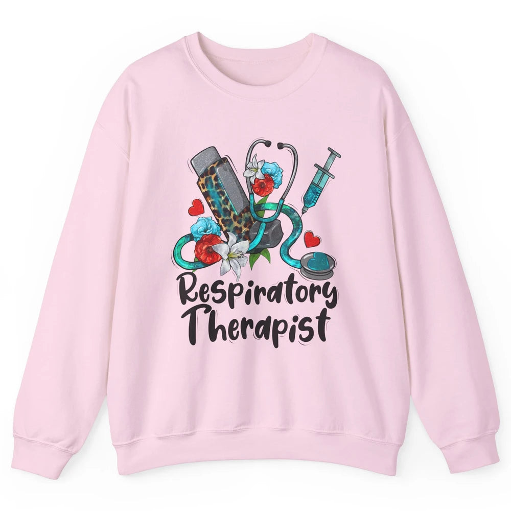 Respiratory Therapist Leopard Stethoscope Western Country RT Unisex Crewneck Sweatshirt