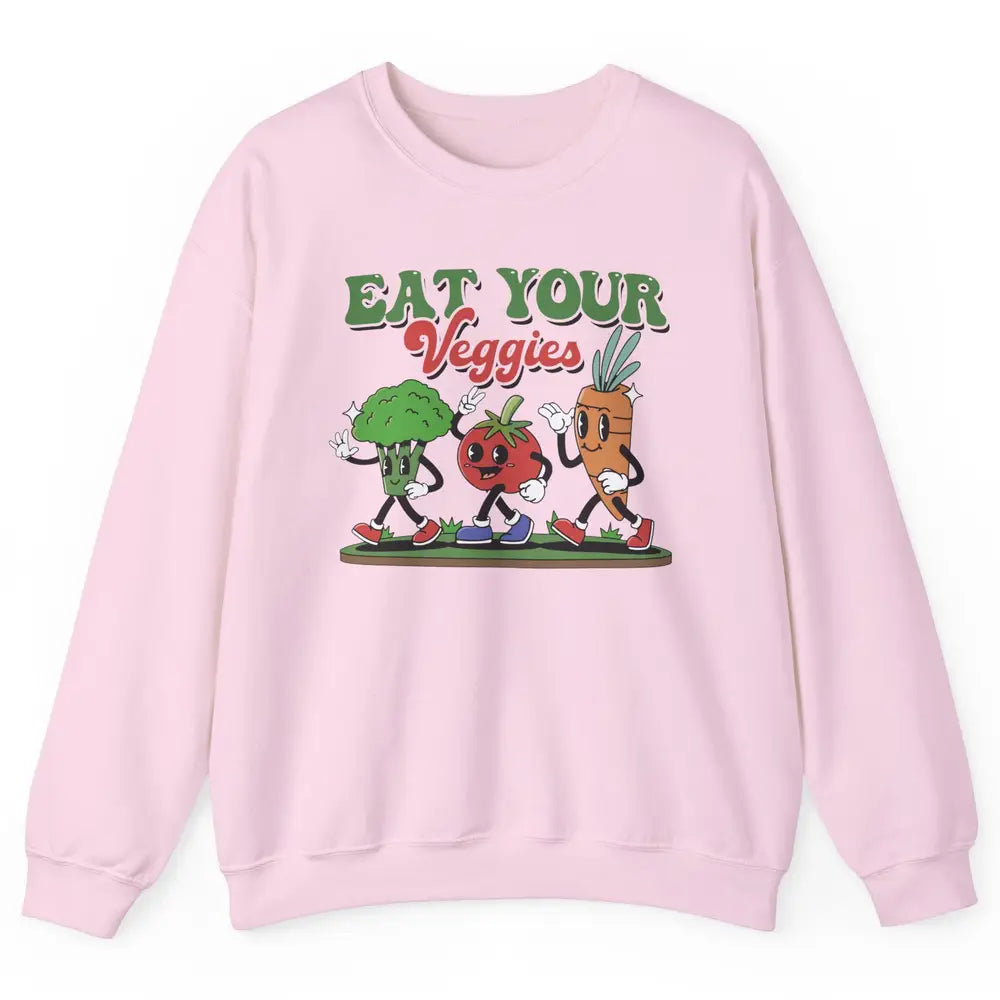 Retro Farm Fruit Eat Your Veggies Gardening Vegan Farmer Unisex Crewneck Sweatshirt
