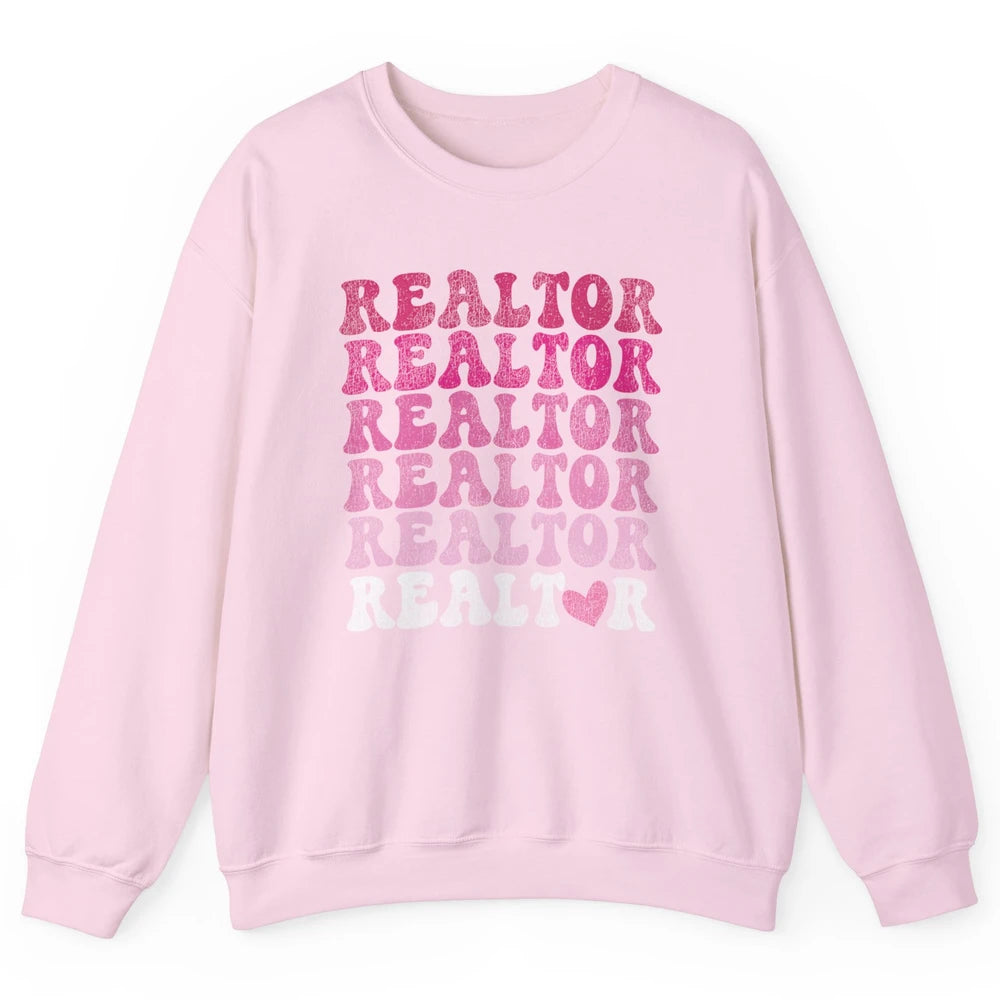 Real Estate Heart Wife Life Pink Realtor Women Close Deal Unisex Crewneck Sweatshirt