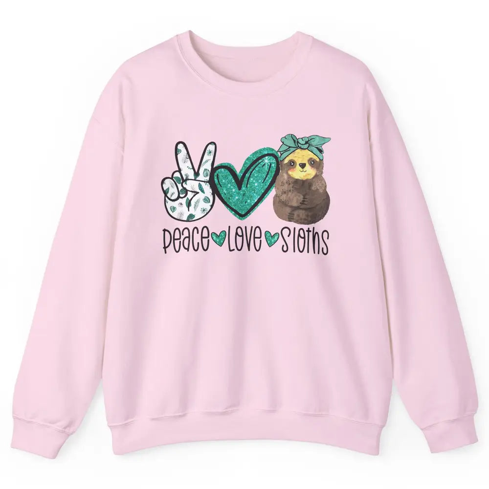 Peace Love Sloths Cute Baby Sloth With Bandana Sloth Lovers Unisex Crewneck Sweatshirt