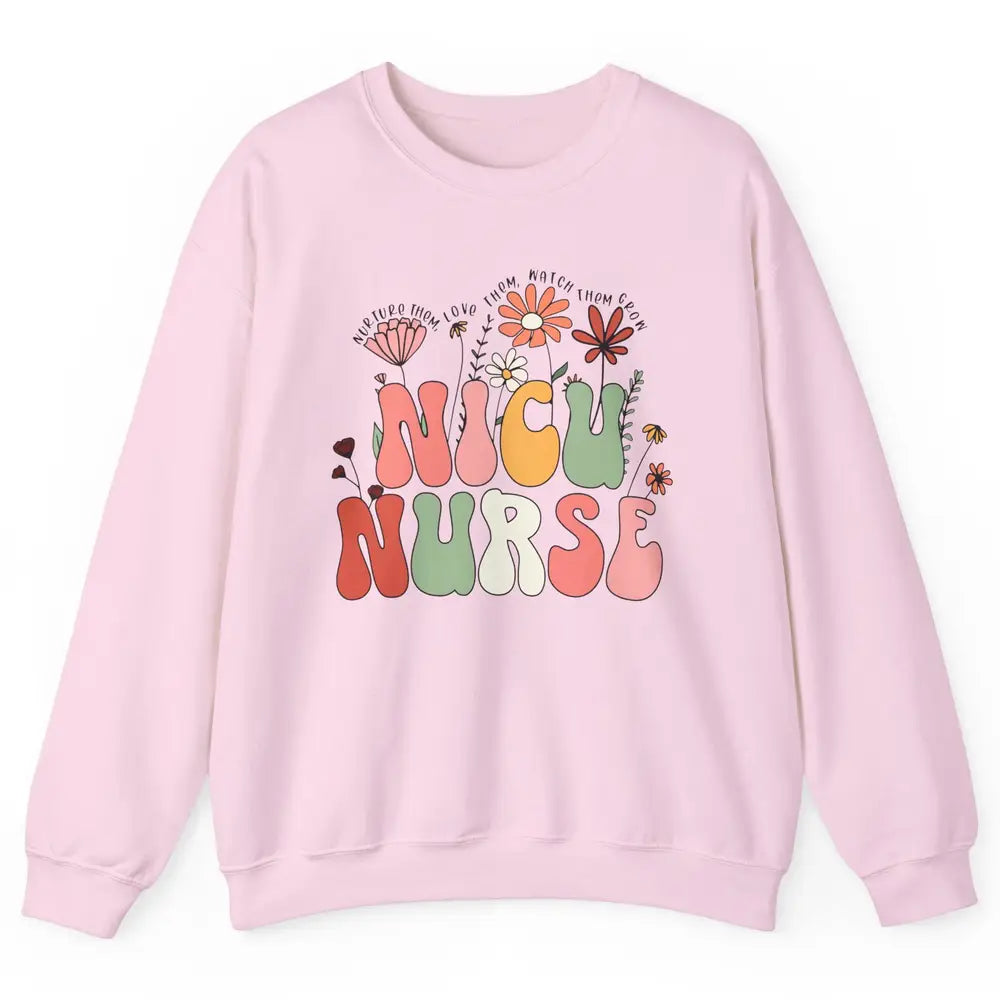 NICU Nurse Wildflower Neonatal Nurse Baby Nurse Appreciation Unisex Crewneck Sweatshirt