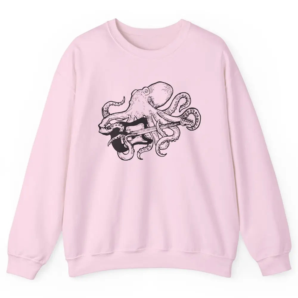 Retro Octopus Electric Guitar Octopus Guitarist Musician Unisex Crewneck Sweatshirt