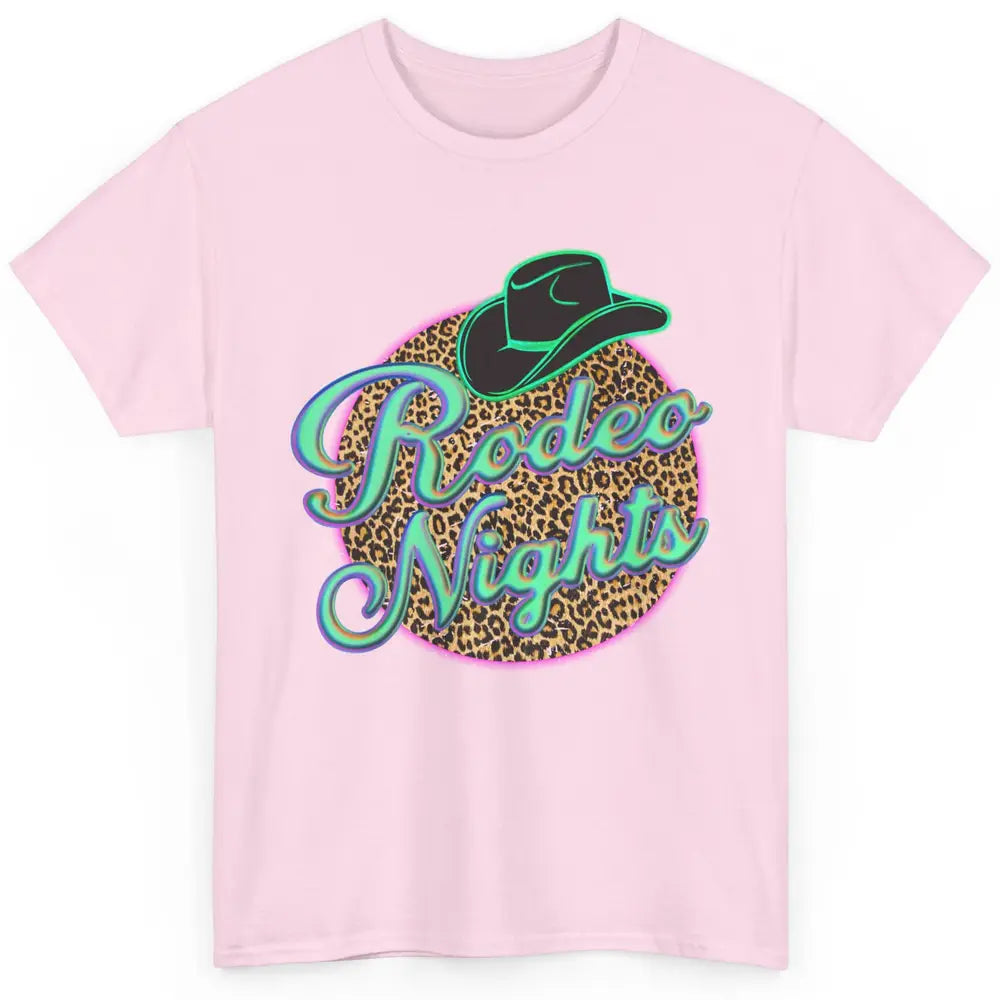 Retro Leopard Cowboy Hat Rodeo Night Western Country Cowgirl Classic Unisex T-Shirt