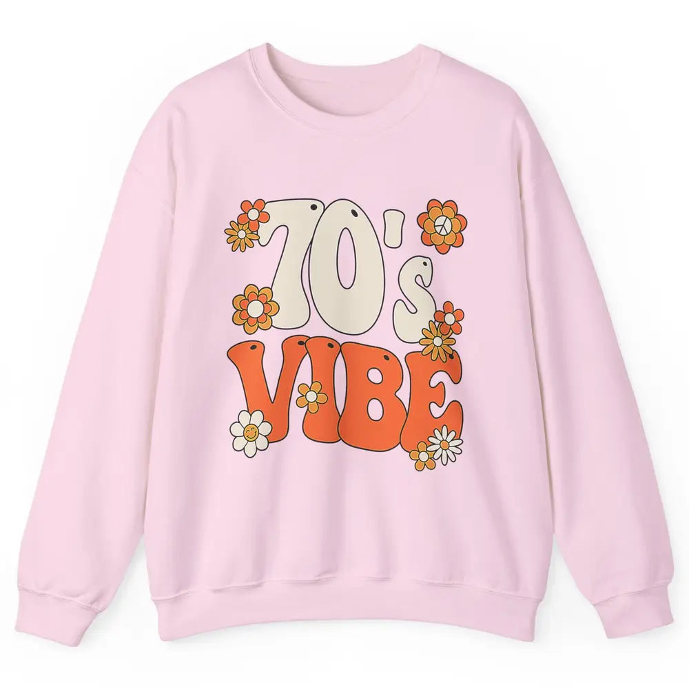 Retro 70s Vibe Groovy Smile Daisy Hippie Positive 1970 Party Unisex Crewneck Sweatshirt