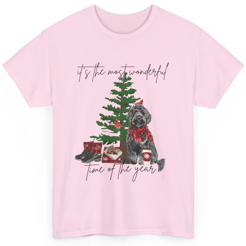 Black Golden Labradoodle Christmas Tree Most Wonderful Time Classic Unisex T-Shirt