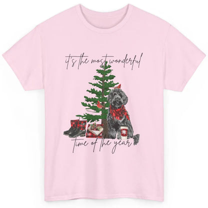 Black Golden Labradoodle Christmas Tree Most Wonderful Time Classic Unisex T-Shirt