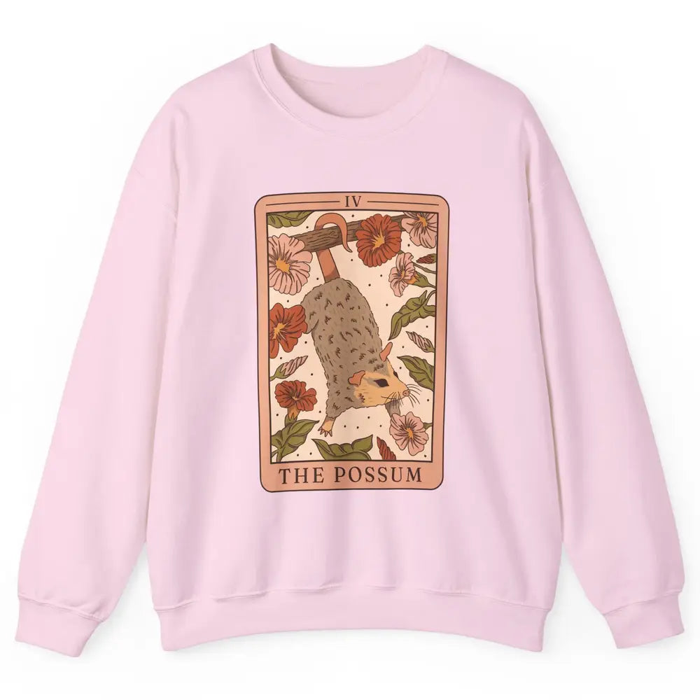 Possum Tarot Card Floral Possum Cat Lovers Team Trash Unisex Crewneck Sweatshirt