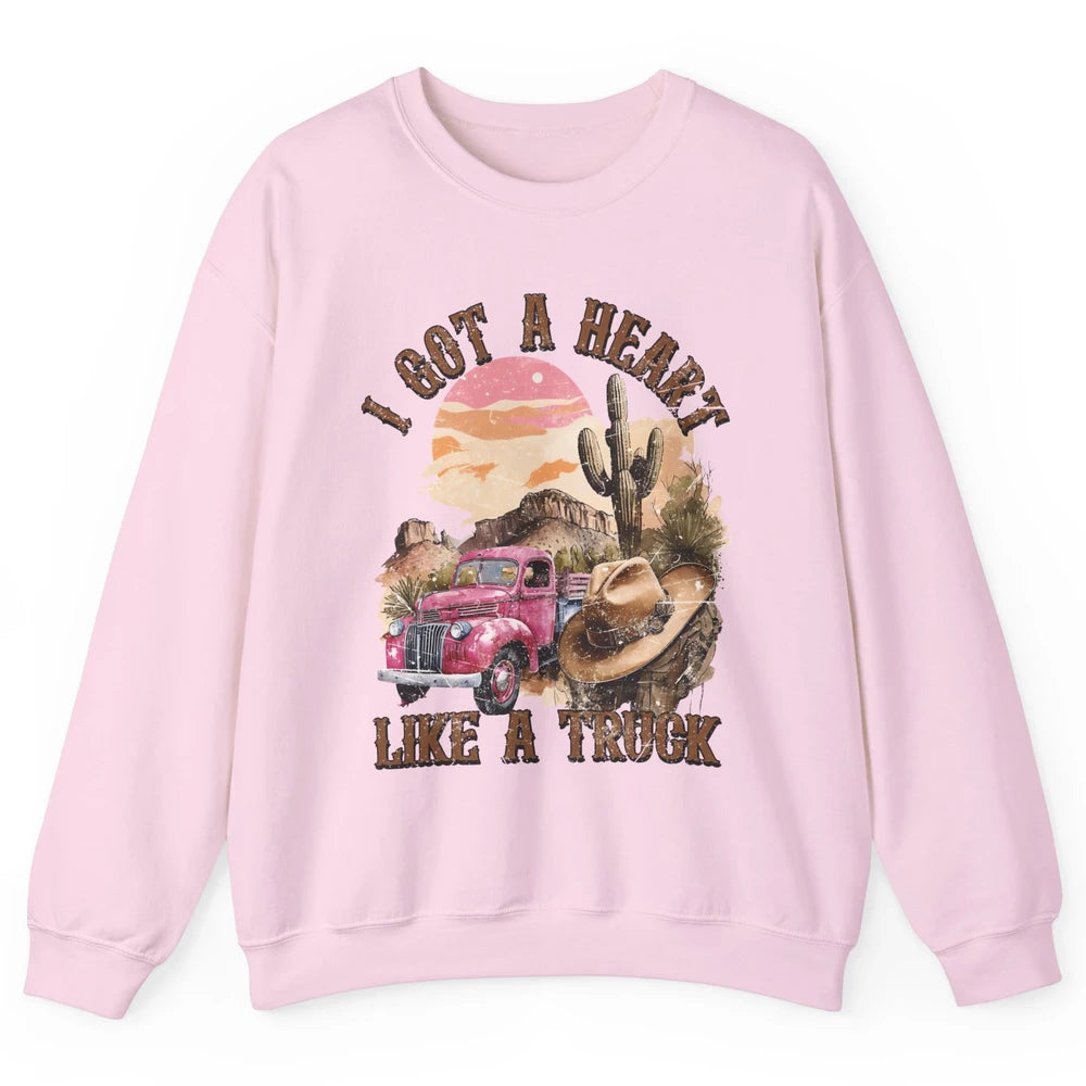Retro Desert I Got A Heart Like A Truck Western Country Girl Unisex Crewneck Sweatshirt
