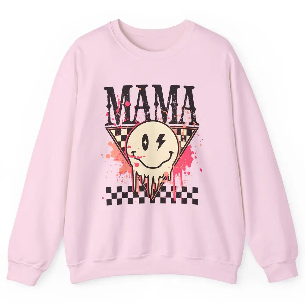 Retro Mama Lightning Bolt Smiling Face Western Mothers Day Unisex Crewneck Sweatshirt