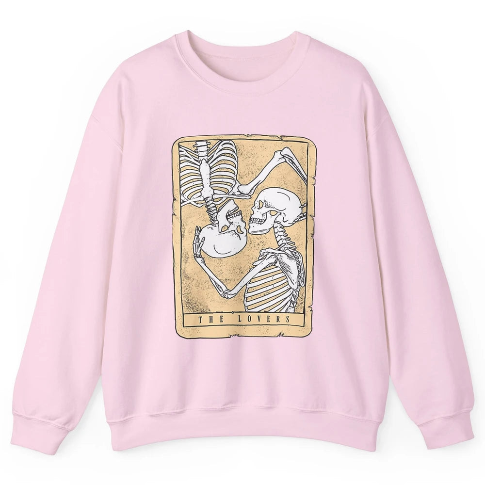 Tarot Card The Lovers Skeleton Couple Funny Skull Vintage Astrology Gothic Happy Valentine's Day Unisex Crewneck Sweatshirt
