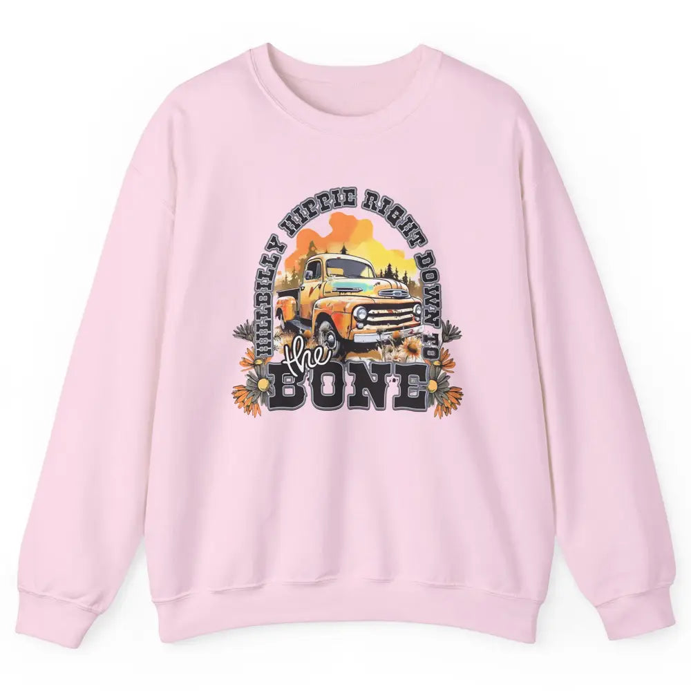 Retro Desert Truck Hippie Hillbilly Western Country Cowgirl Unisex Crewneck Sweatshirt
