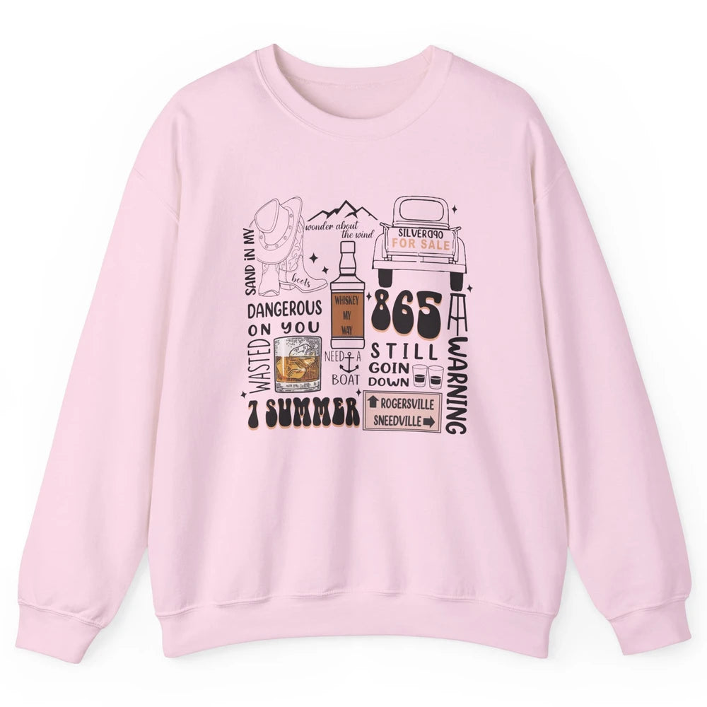 Retro Cowboy Boot Hat Sand In My Boots Western Country Music Unisex Crewneck Sweatshirt