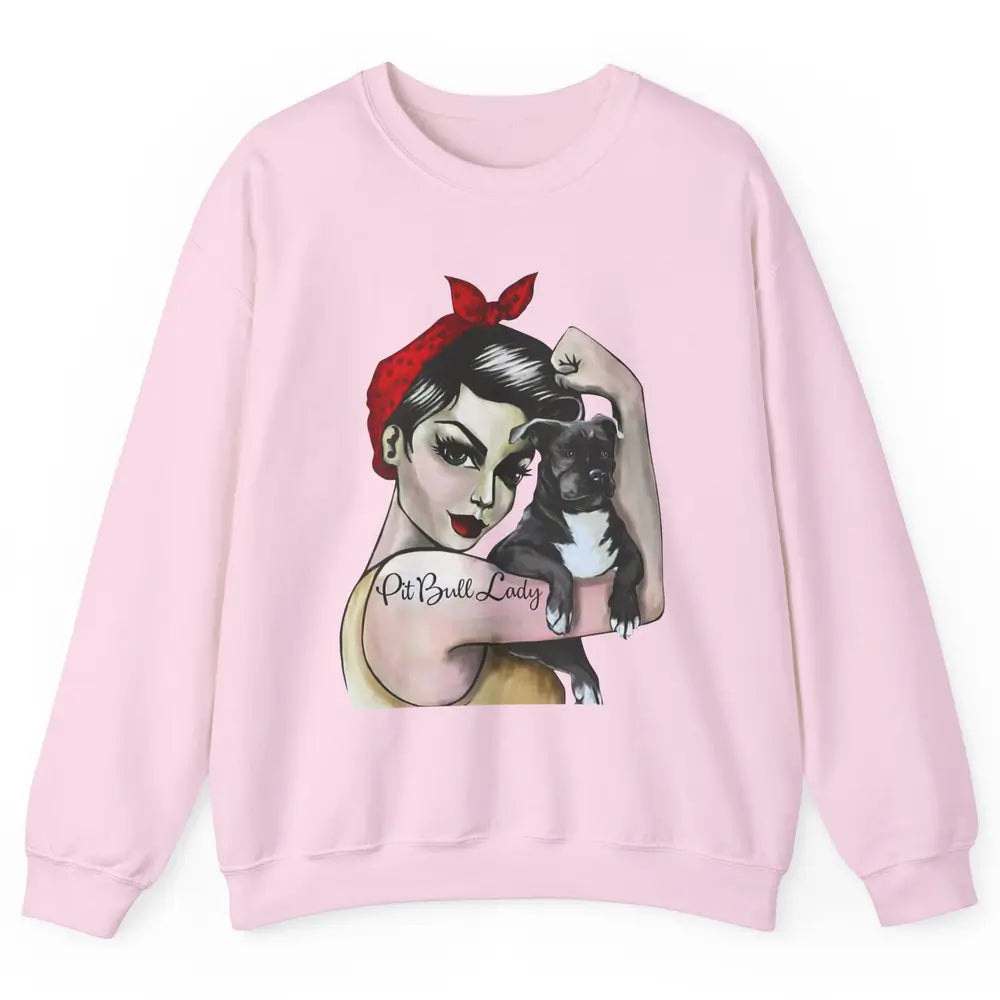 Pit Bull Lady Pit Bull Mom Dog Mom Bandana Dog Lovers Gift Unisex Crewneck Sweatshirt