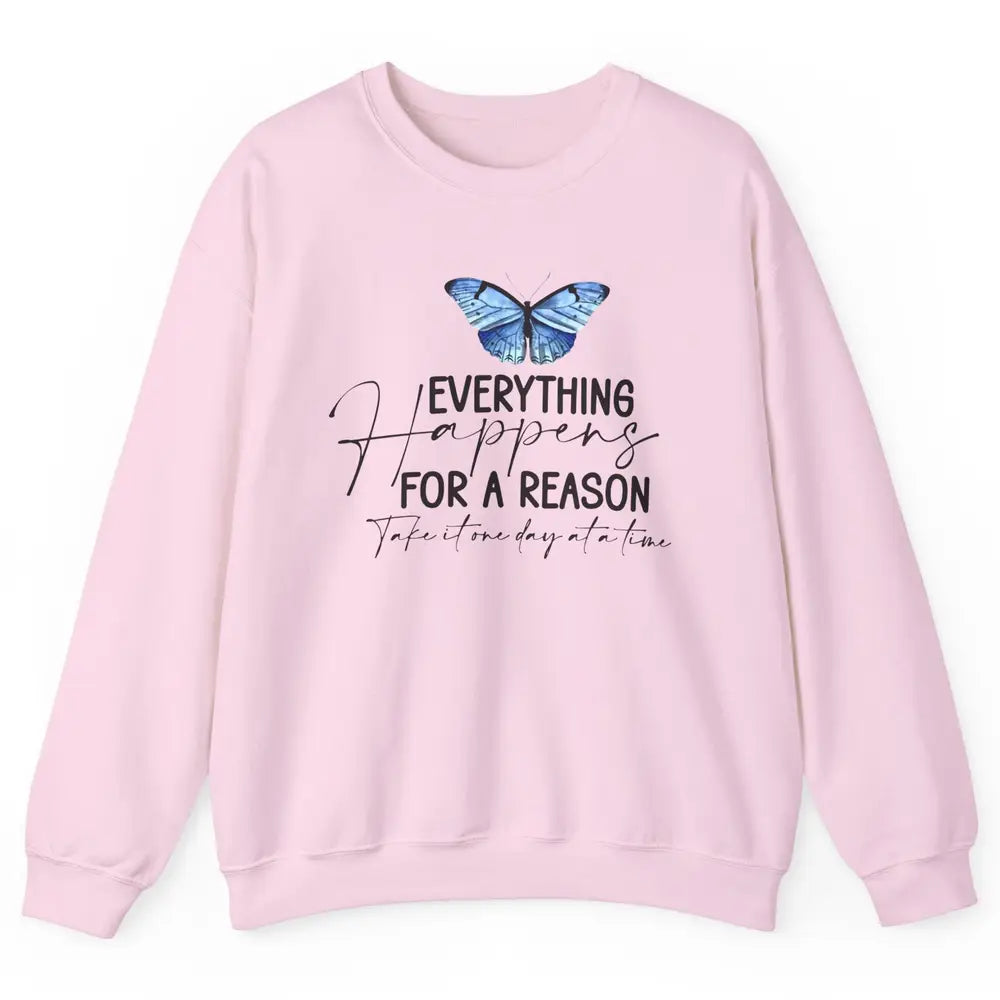 Retro Groovy Everything Happens For A Reason Inspirational Unisex Crewneck Sweatshirt