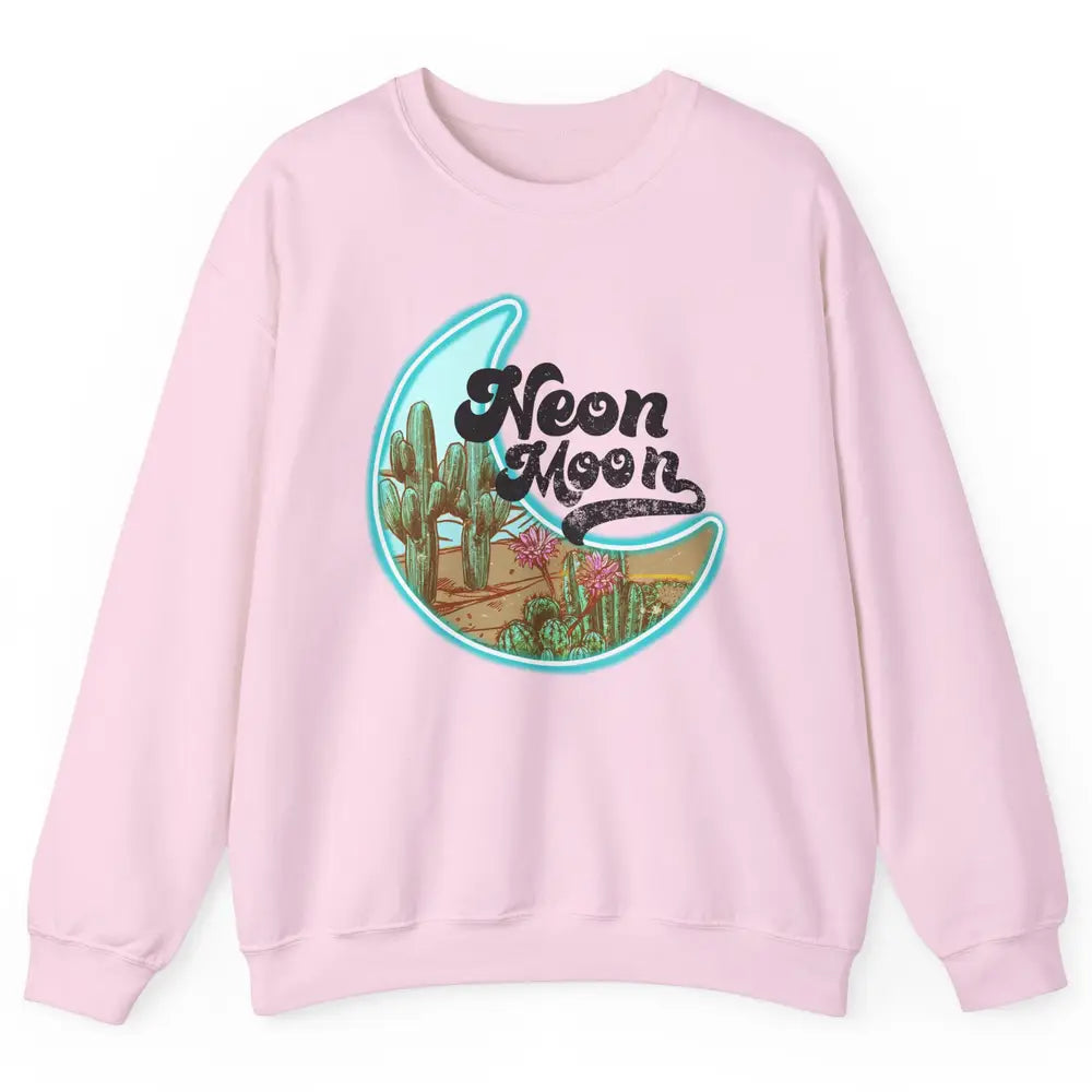Neon Moon Cactus Flower Desert Western Cowboy Rodeo Vintage Unisex Crewneck Sweatshirt