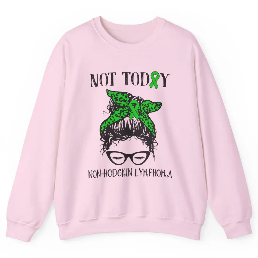 Non-Hodgkin Lymphoma Cancer Warrior Messy Hair Leopard Green Unisex Crewneck Sweatshirt