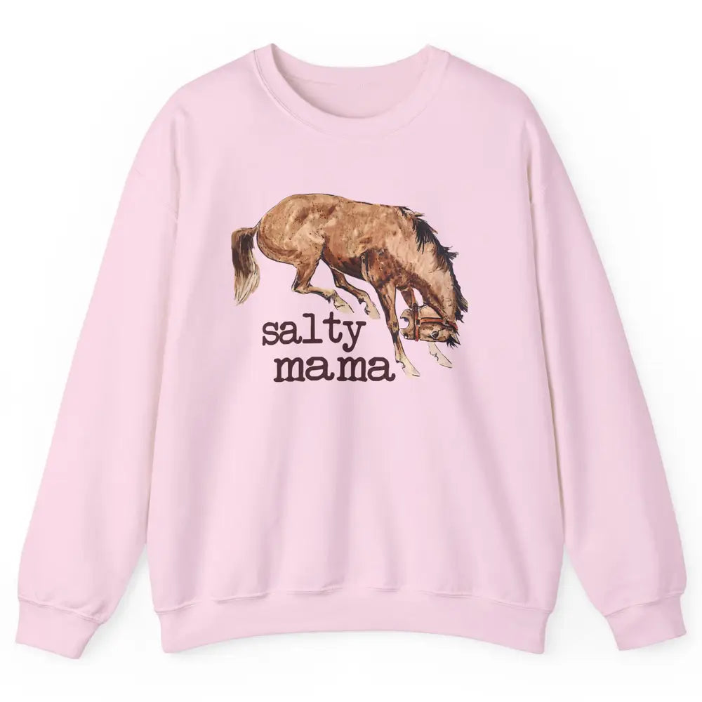 Retro Cowgirl Salty Mama Horse Lovers Western Country Cowboy Unisex Crewneck Sweatshirt