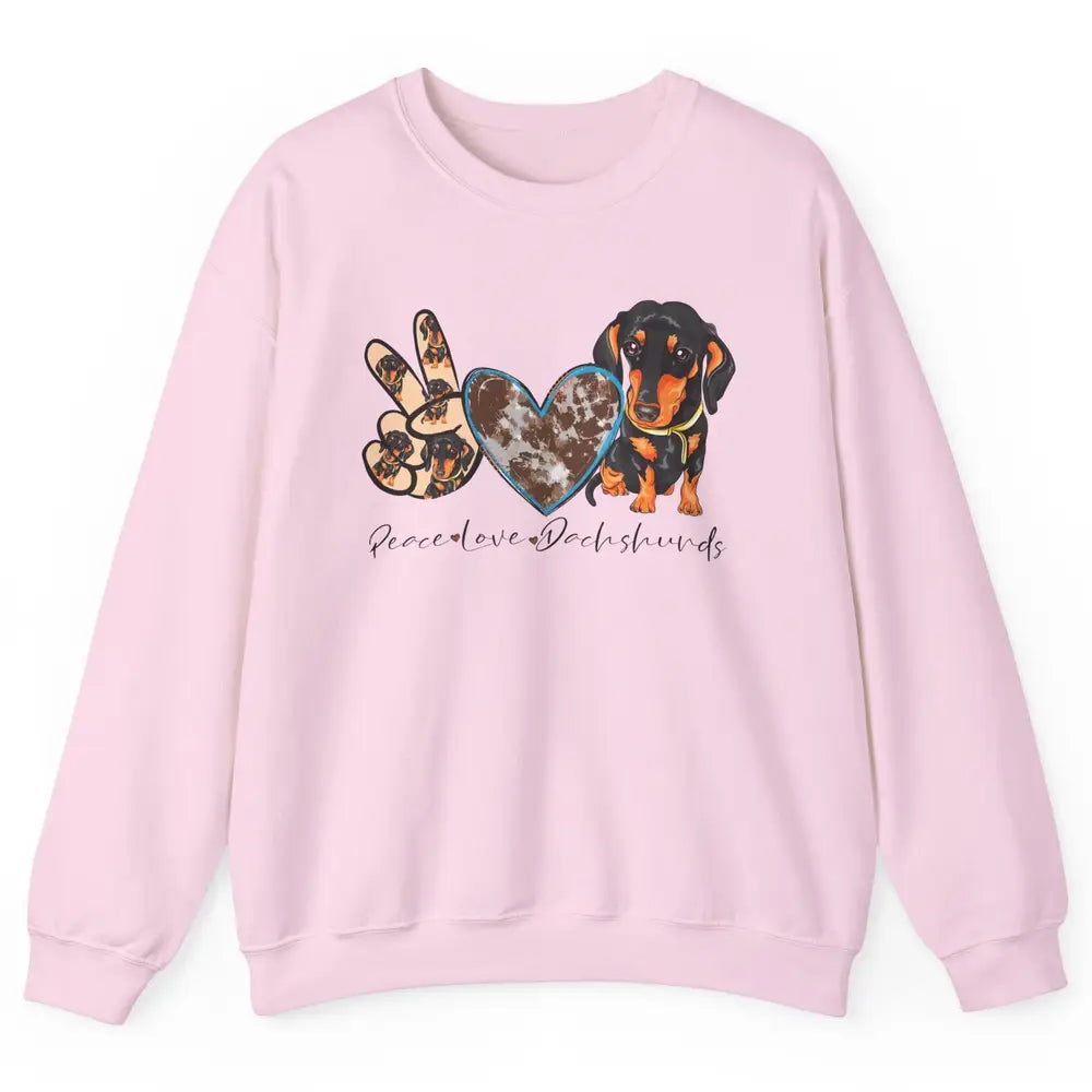 Peace Love Dachshund Dog Mom Dachshund Lovers Wiener Mom Unisex Crewneck Sweatshirt