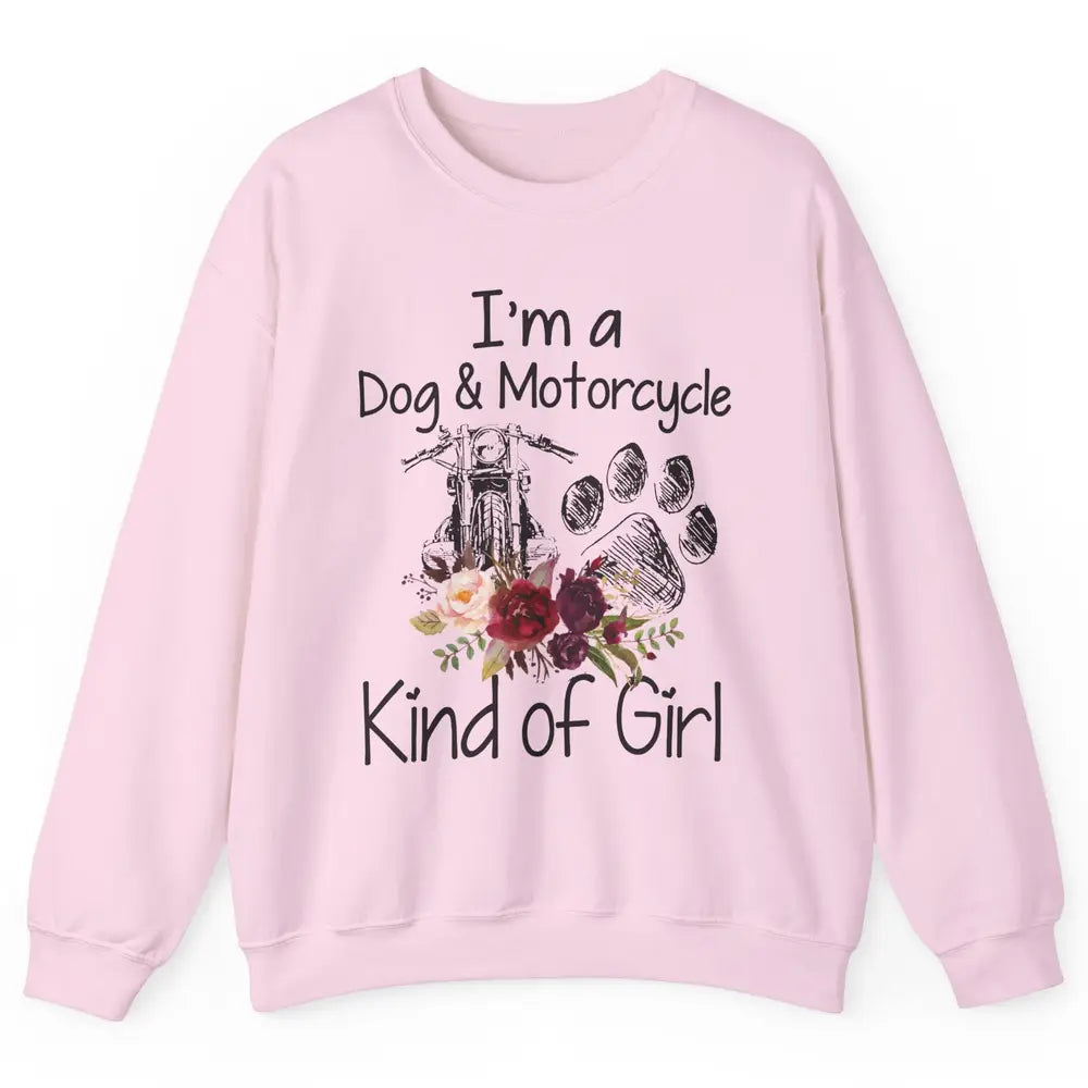 Retro Floral Motorbike I'm Dog Motorcycle Kinda Girl Dog Mom Unisex Crewneck Sweatshirt