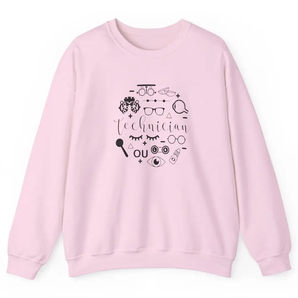Optometry Symbols Eyeglasses Optician Optometrist Technician Unisex Crewneck Sweatshirt
