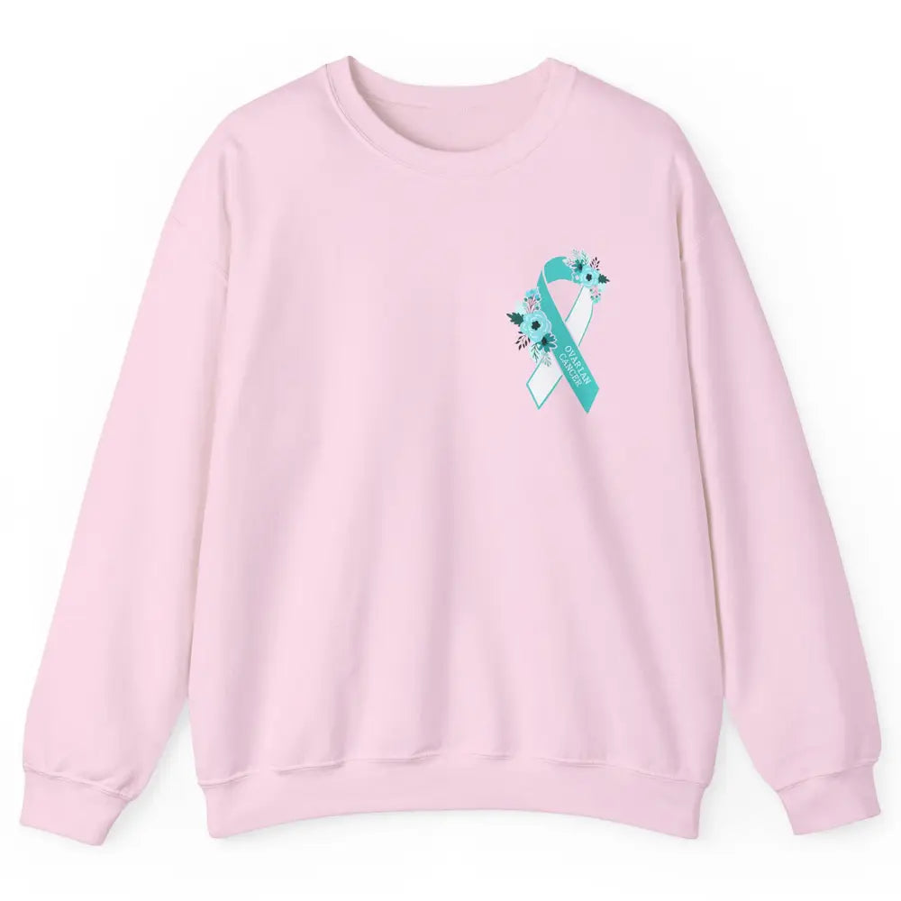 Ovarian Cancer Awareness Support Turquoise Ribbon Pocket Sz Unisex Crewneck Sweatshirt