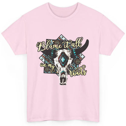 Retro Boot Blame It All On My Root Cow Skull Western Cowboy Classic Unisex T-Shirt