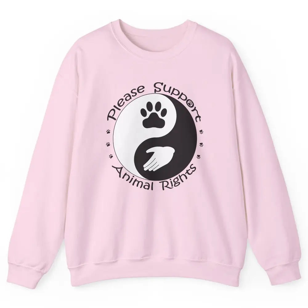 Please Support Animal Rights Pet Rescuer Paw Yin Yang Adopt Unisex Crewneck Sweatshirt