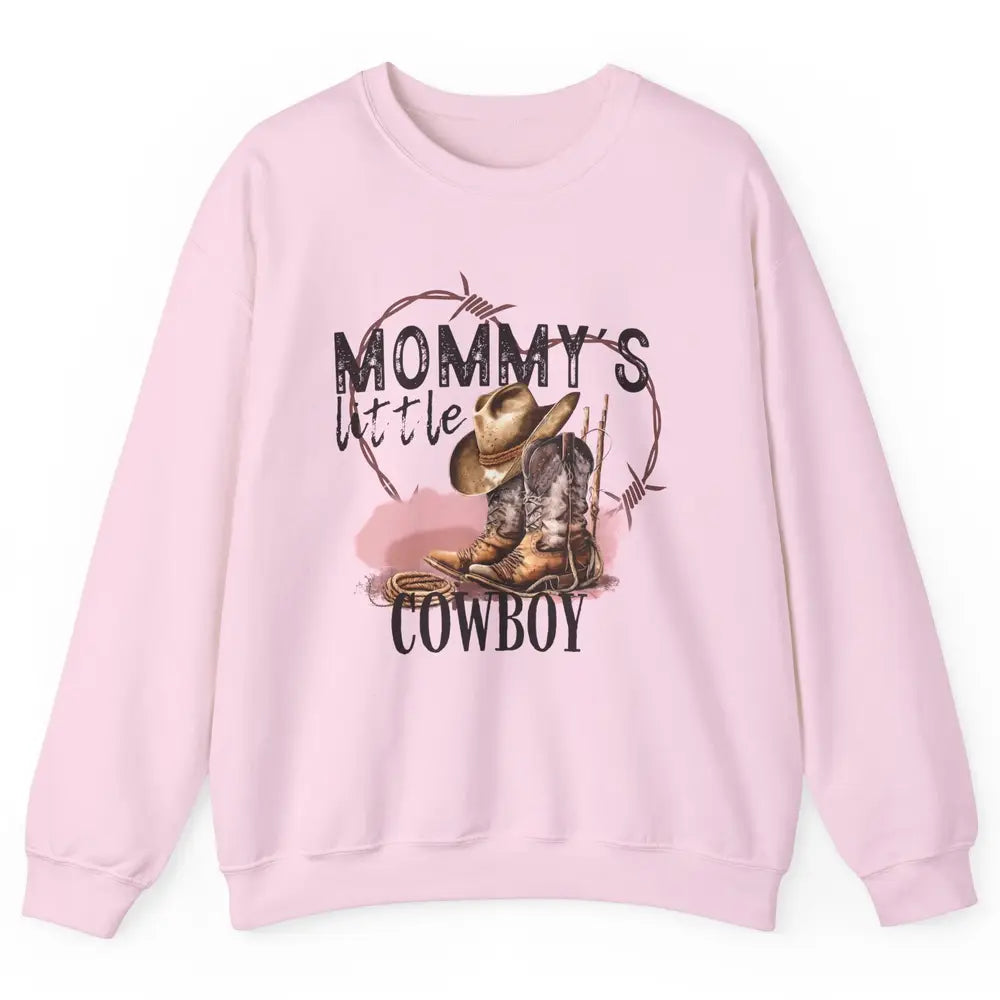 Mommy's Little Cowboy Western Mama Boots Rancher Mother Unisex Crewneck Sweatshirt
