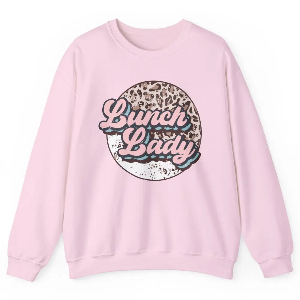 Retro Leopard Lunch Lady Cafeteria Life Lunch Lady Halloween Unisex Crewneck Sweatshirt