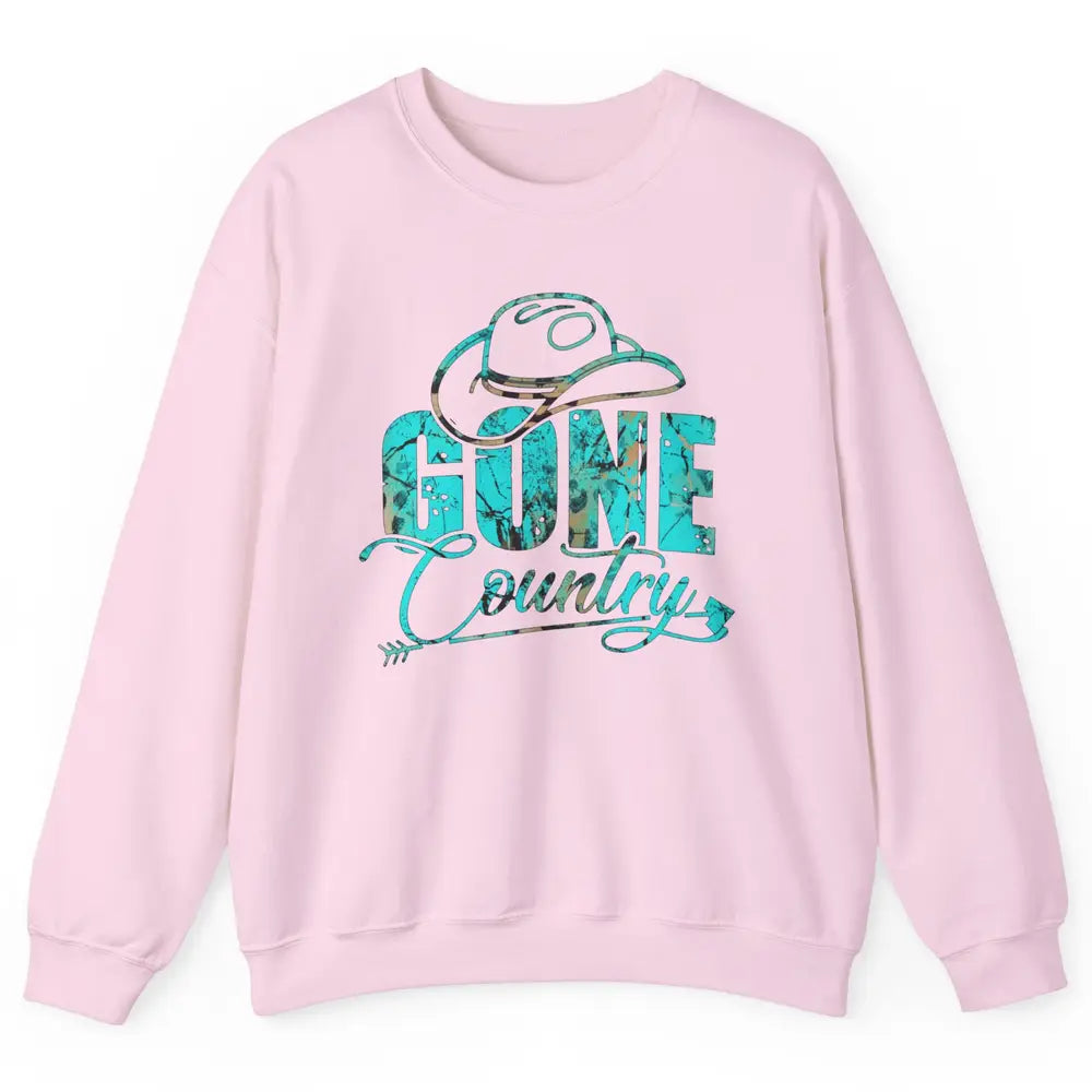 Retro Cowboy Hat Gone Country Western Country Cowgirl Gift Unisex Crewneck Sweatshirt