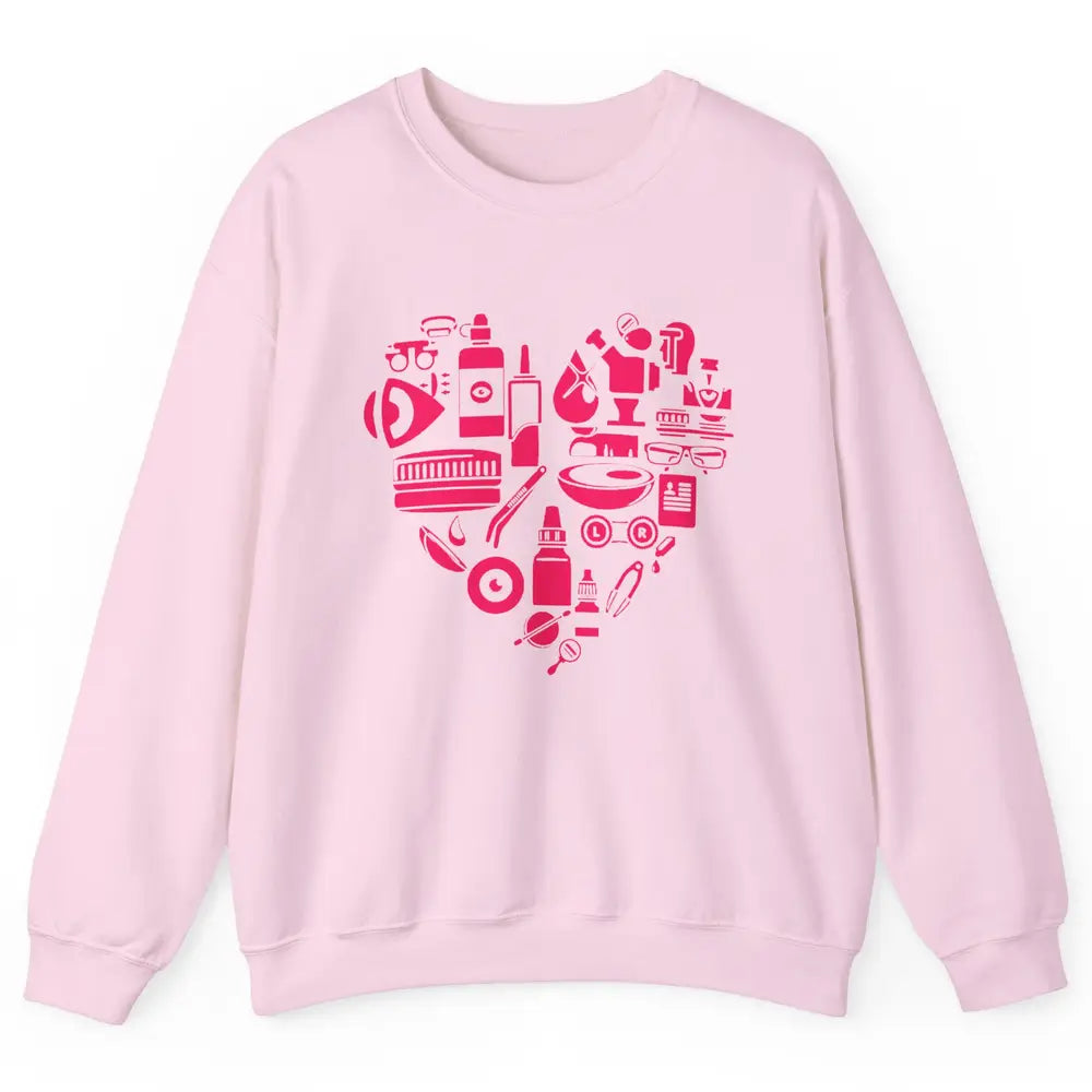 Optometrist Tools Heart Eye Doctor Optician Ophthalmic Tech Unisex Crewneck Sweatshirt