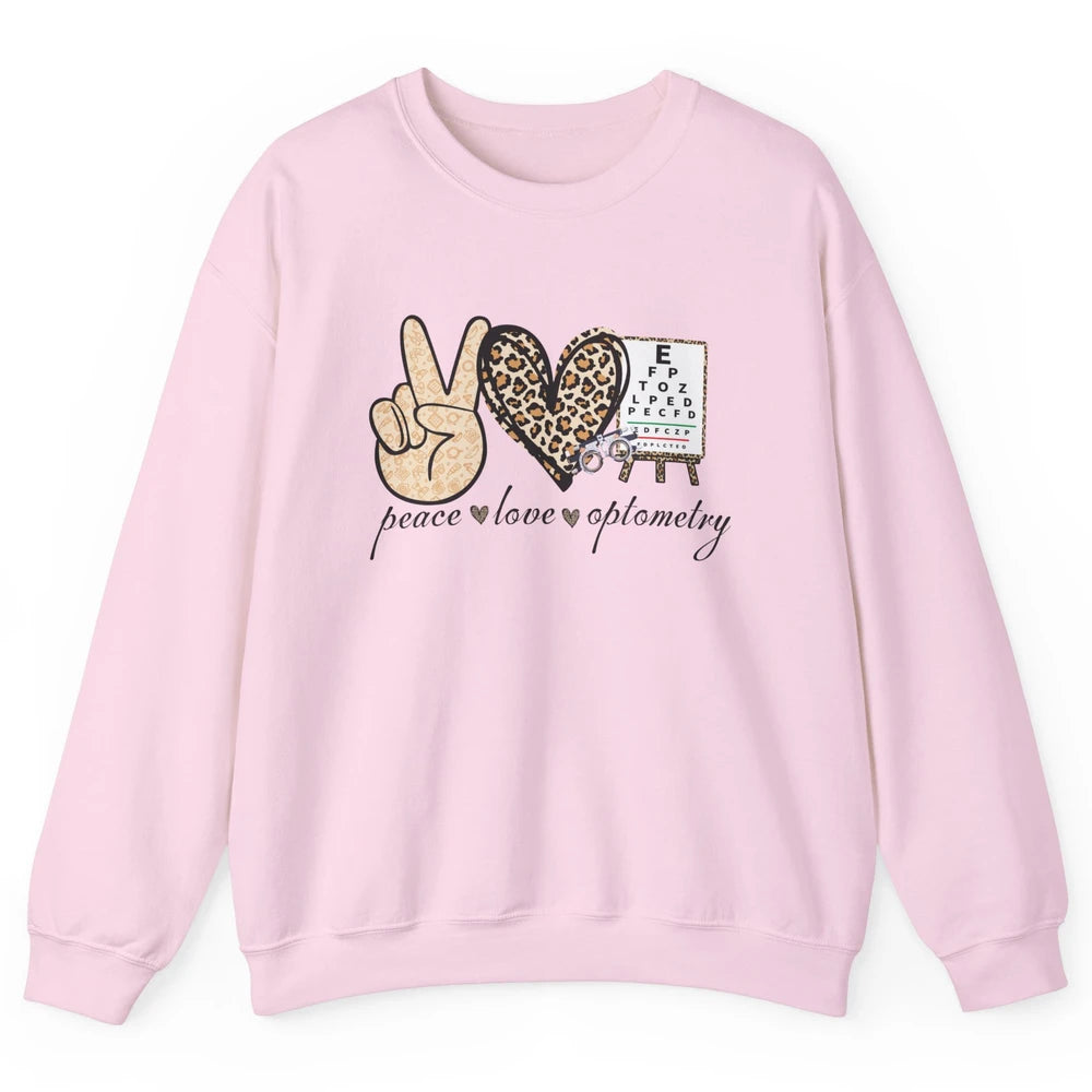 Peace Love Optometry Leopard Optometrist Optician Life Gift Unisex Crewneck Sweatshirt