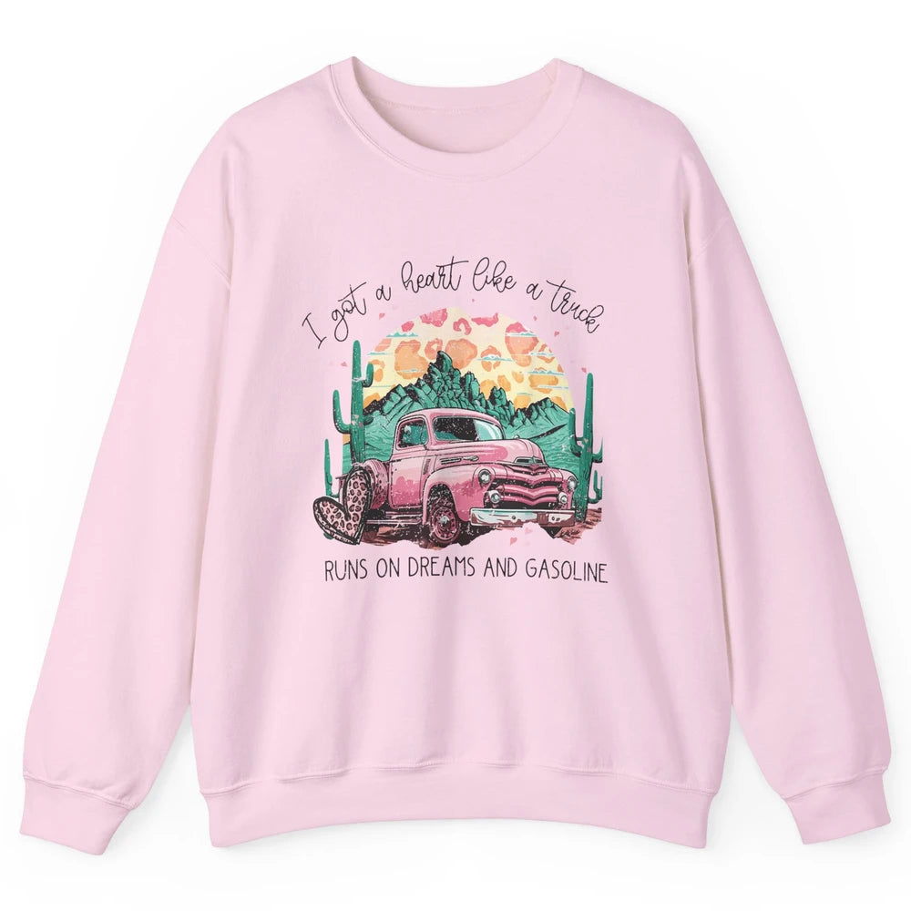 Retro Desert Truck Got A Heart Like A Truck Western Country Unisex Crewneck Sweatshirt